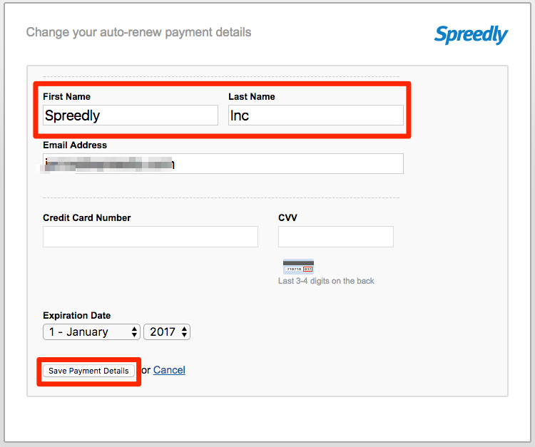 Update your billing contact name – Spreedly Help Center